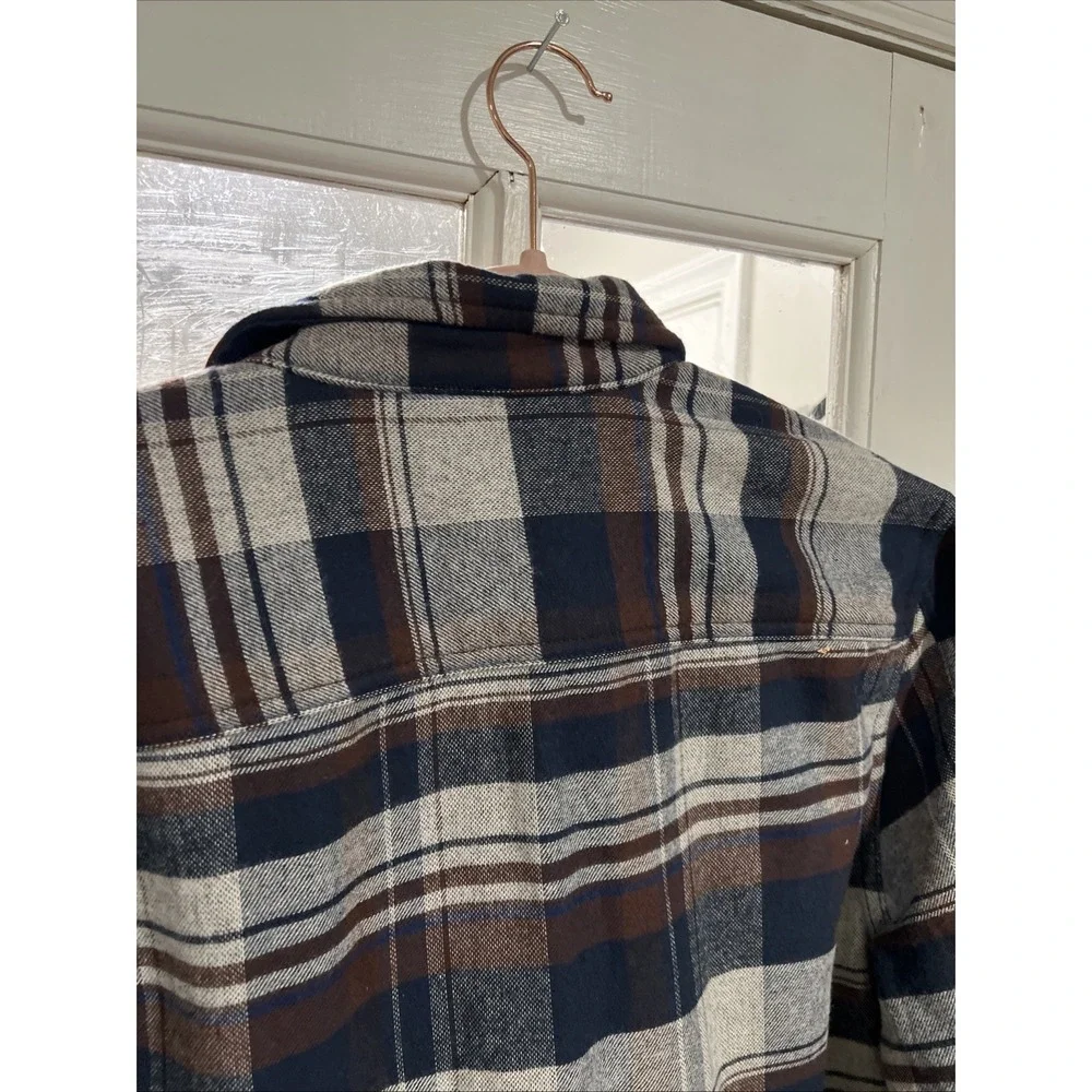 Original Weatherproof SMALL BROWN GRAY 60% Cotton NwT Flannel Jacket Shackleton - Picture 11 of 12